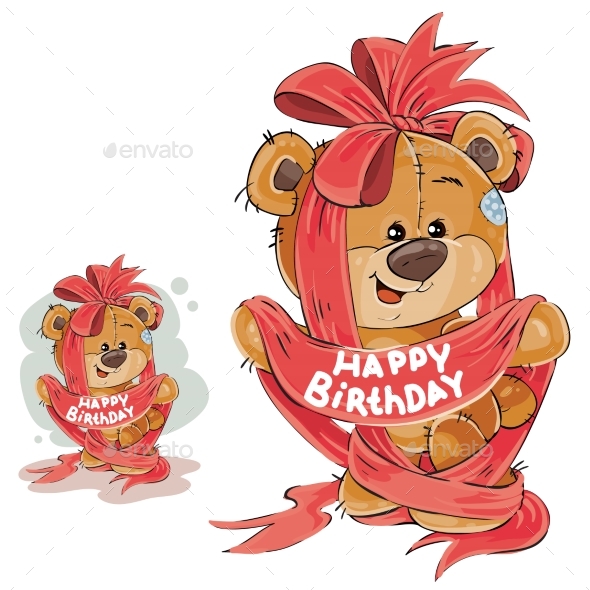 Vector Illustration of a Brown Teddy Bear - Animals Characters