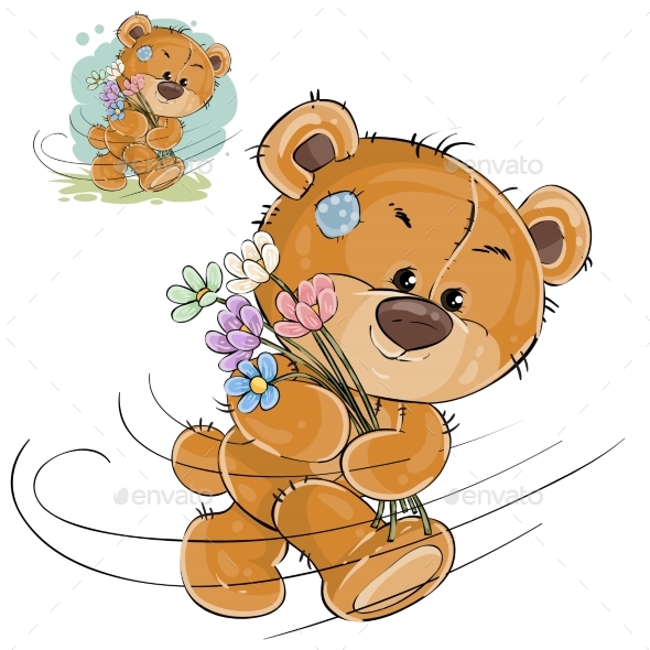 Vector Illustration of a Brown Teddy Bear Carries - Animals Characters