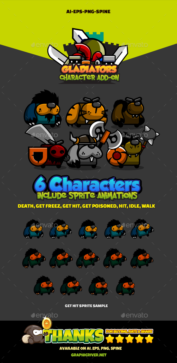 6 Mini Monsters - Sprites Game Assets
