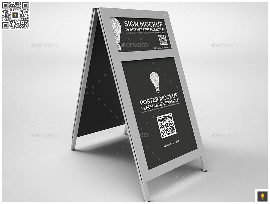 Sidewalk Poster Sign Mockup by shockydesign GraphicRiver