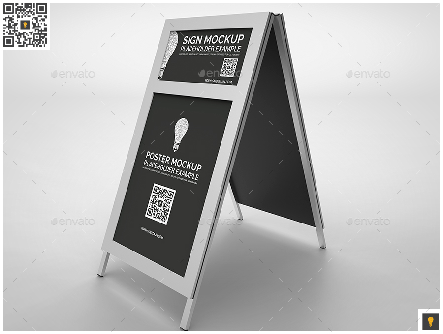 Sidewalk Poster Sign Mockup by shockydesign GraphicRiver