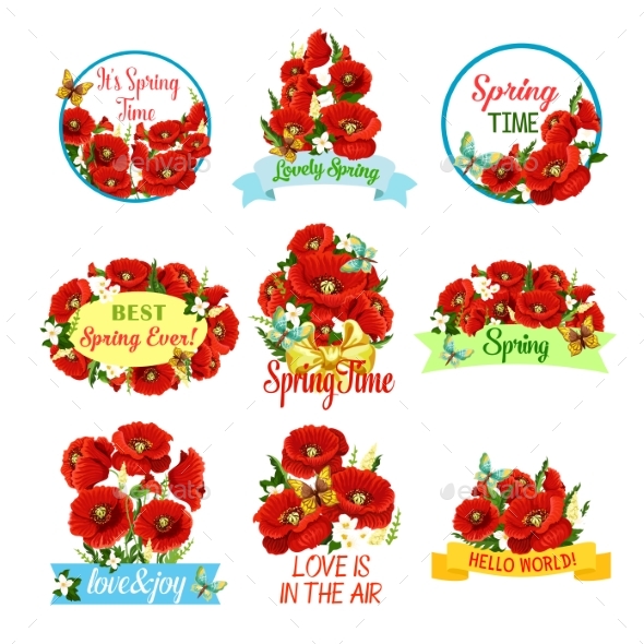 Spring Flower Bouquet Isolated Icon Set - Seasons/Holidays Conceptual