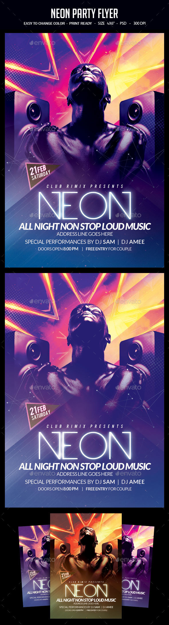 Neon Party Flyer - Clubs & Parties Events