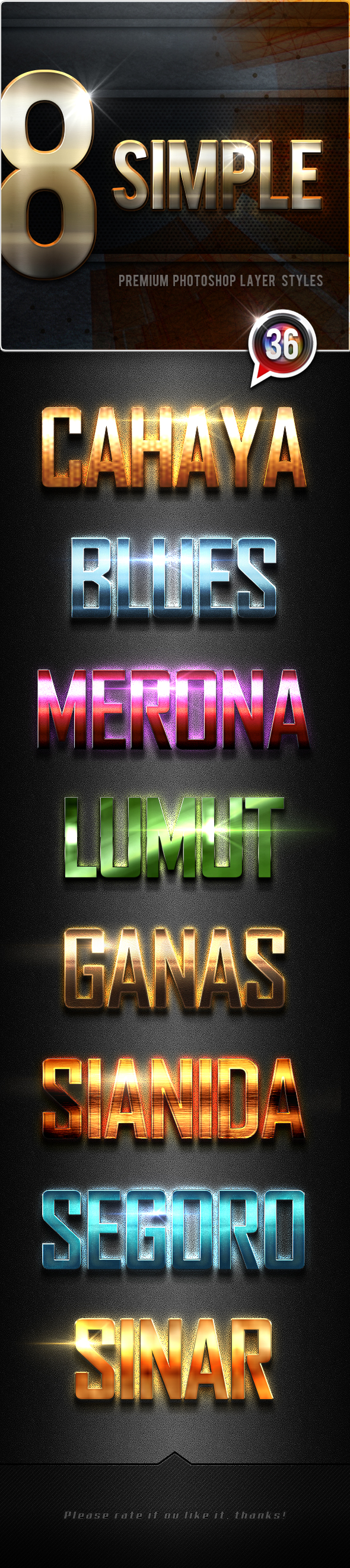 8 Simple Photoshop Text Effects Vol.36 - Text Effects Styles