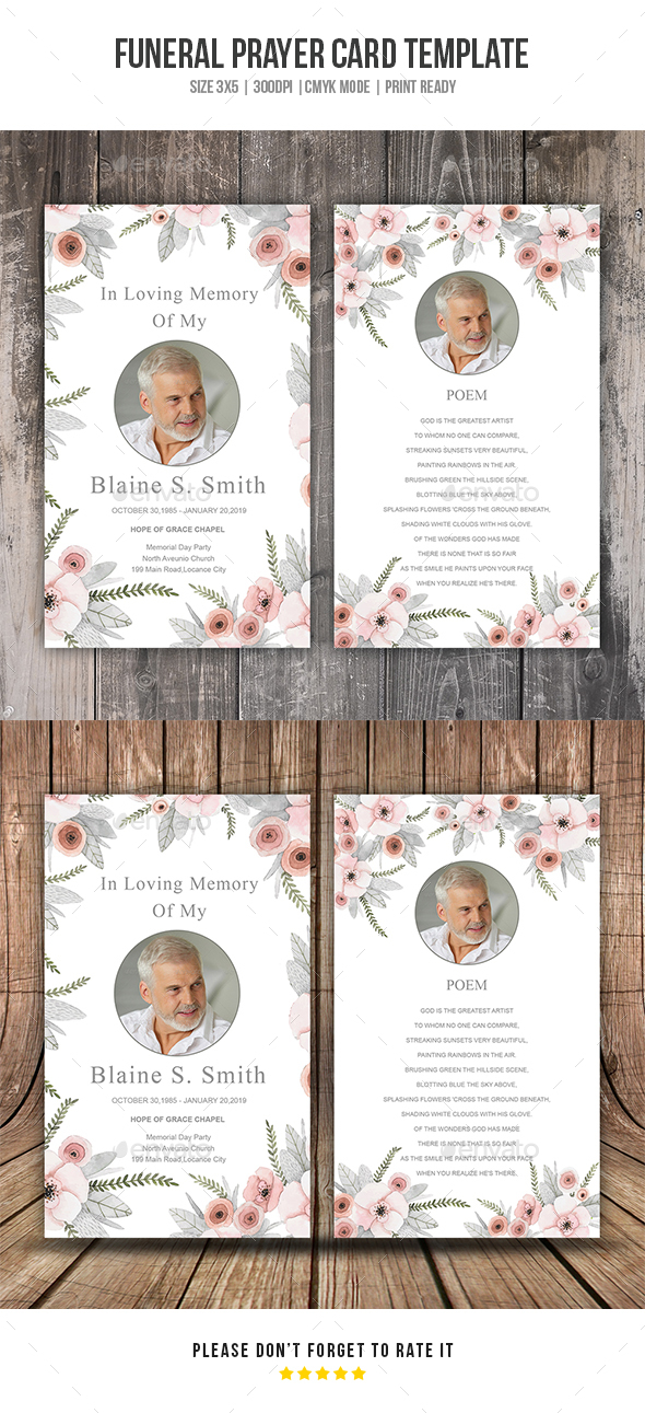 Funeral Prayer Card Template - Cards & Invites Print Templates