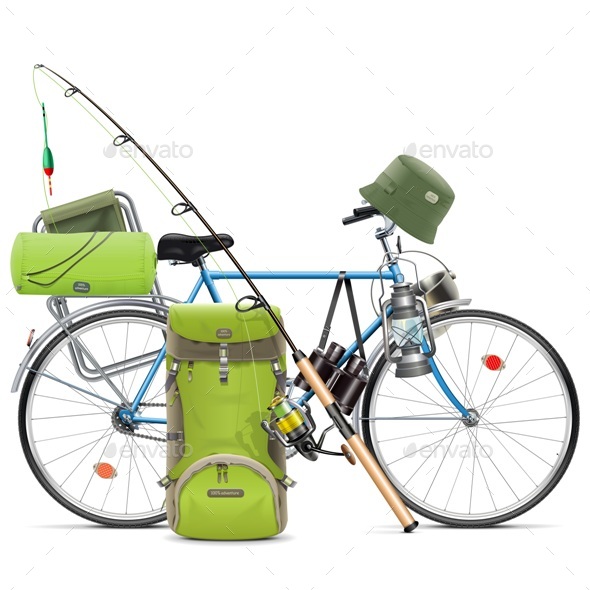 Vector Fishing Bicycle - Sports/Activity Conceptual