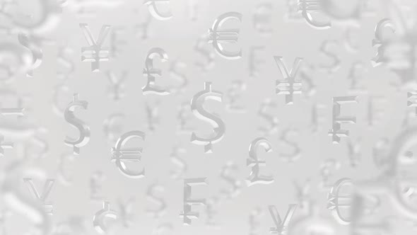 White Financial Background - World Currencies Signs
