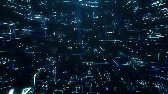 The Flight of the Camera Into a Technology Structure with Lines of Chaos 3d alt