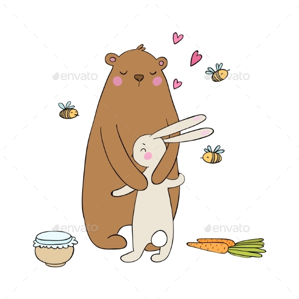 Cartoon Bear and Hare - Miscellaneous Vectors