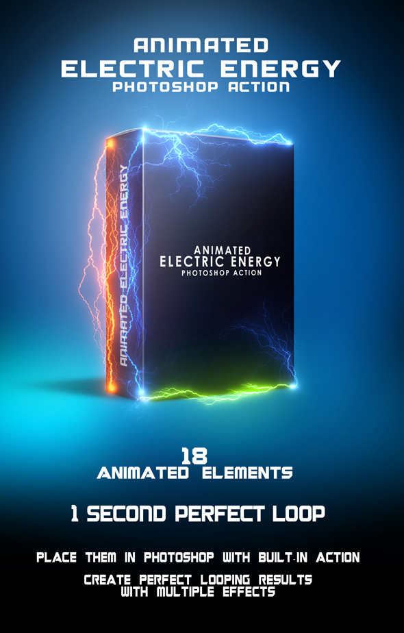 Animated Electric Energy Photoshop Action - Photo Effects Actions