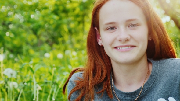 Portrait Of A Pretty Redhaired Teenage Girl By Stoc
