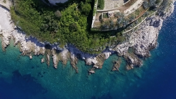 Aerial Photography of the Island of Mamula in Montenegro