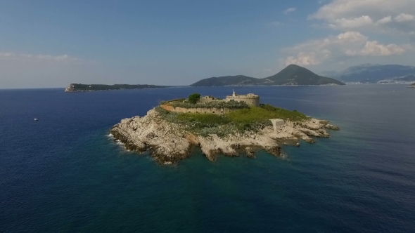 Aerial Photography Of The Island Of Mamula In Montenegro