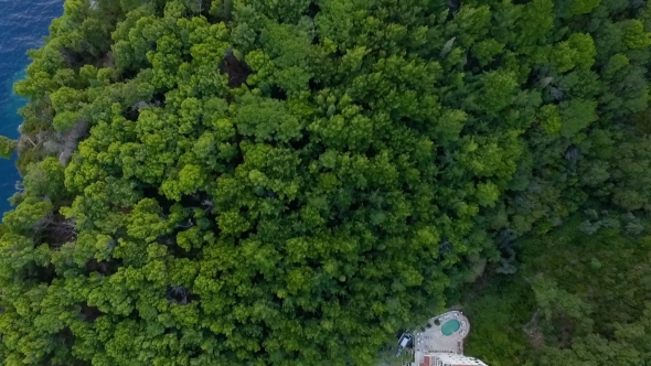 Aerial View Coastline on Island with Sea, Flying Drone of Beautiful Landscape