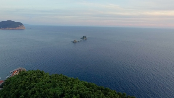 Aerial View of Two Islands near Petrovac City, Montenegro