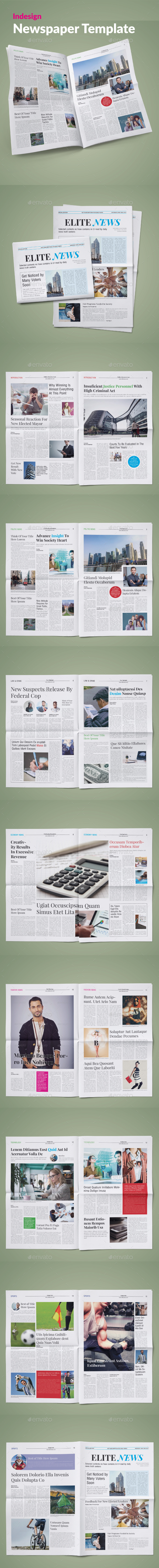 Elite News Newspaper Template - Newsletters Print Templates