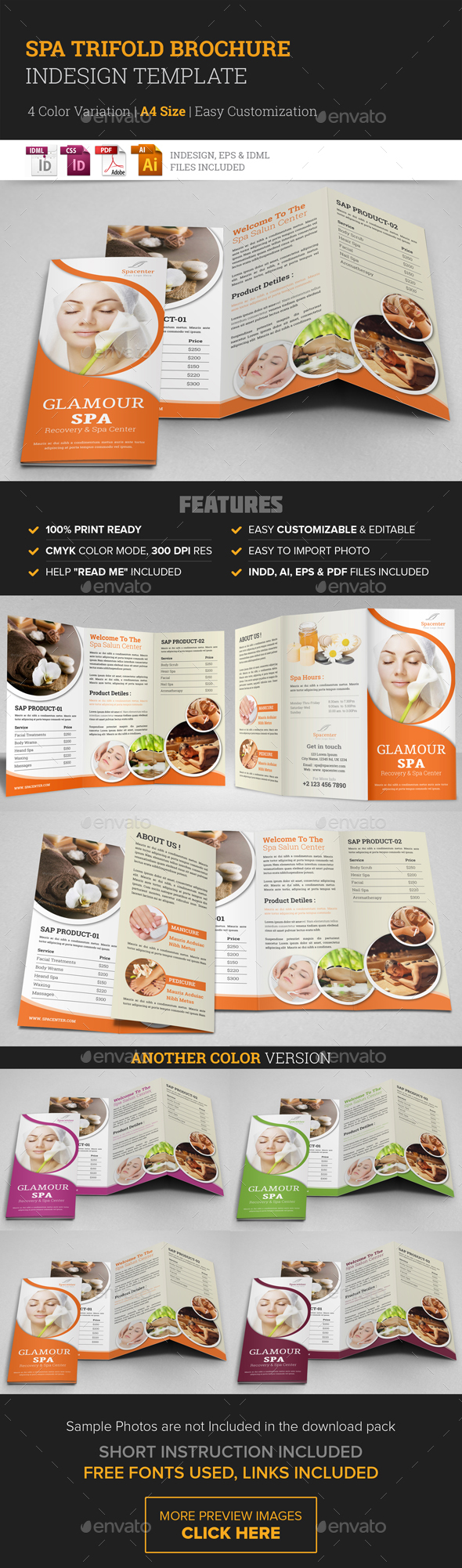 Spa & Beauty Salon Trifold Brochure 2 - Corporate Brochures
