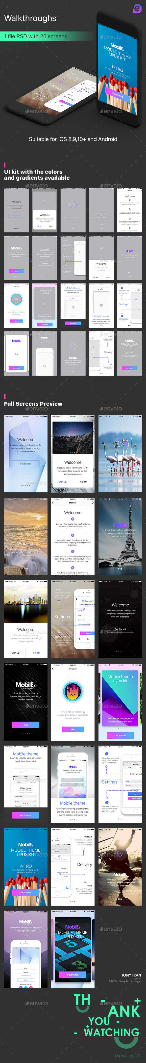 Mobile Theme UI Kit | Walkthroughs - User Interfaces Web Elements