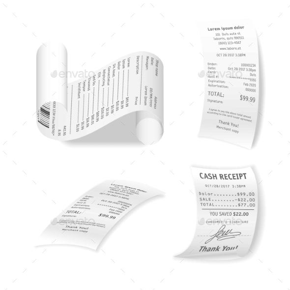 Paper Financial Checks Vector Collection Isolated - Miscellaneous Vectors