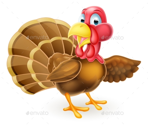 Cartoon Turkey Bird Pointing