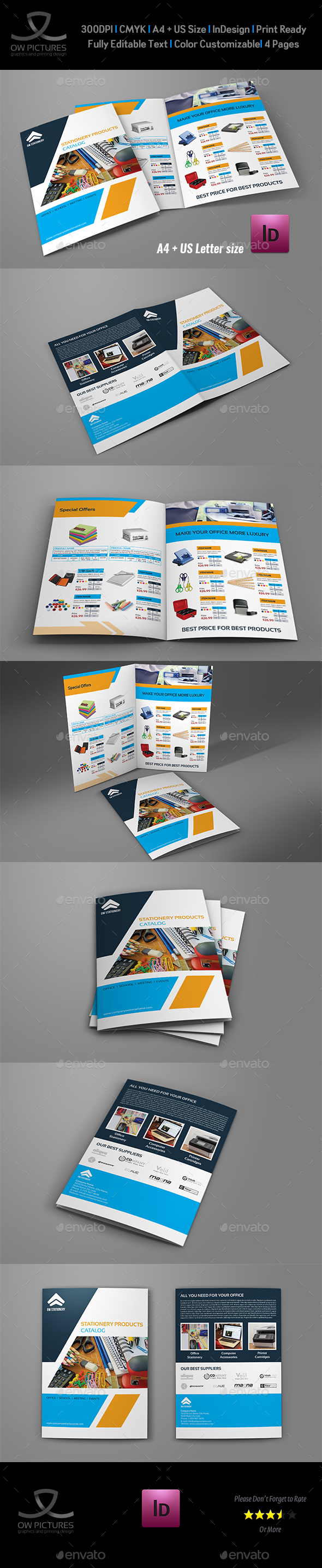 Stationery Products Catalog Bi- Fold Brochure Template - Catalogs Brochures