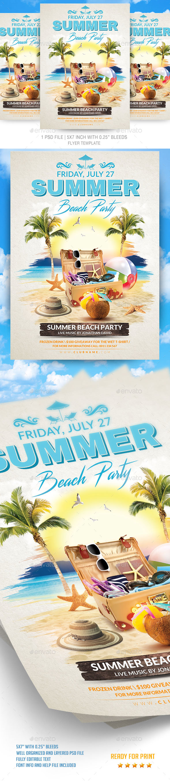 Summer Beach Party Flyer Template - Events Flyers