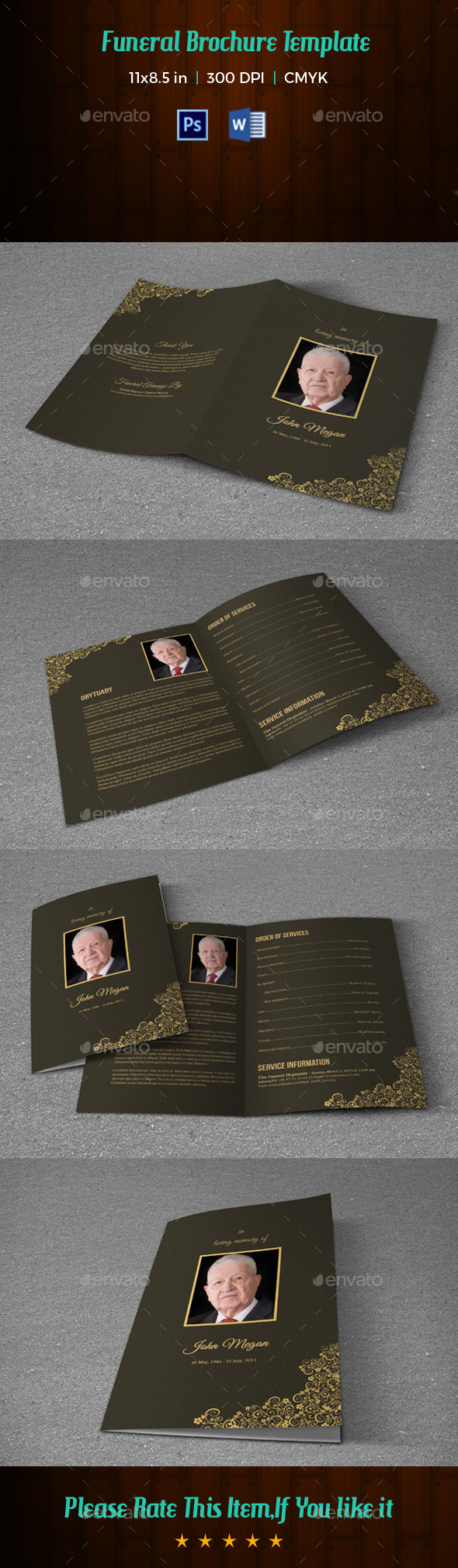 Funeral Program Template V175 - Informational Brochures