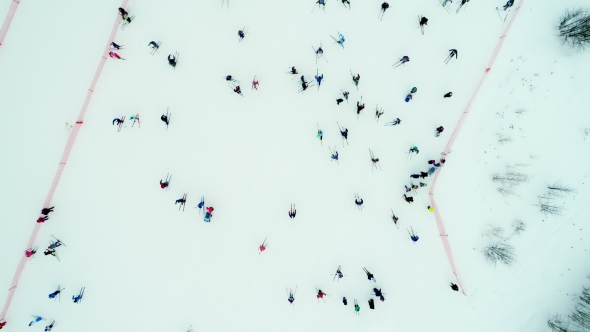 Cross Country Ski Racing Skiers Are Competing at Racing