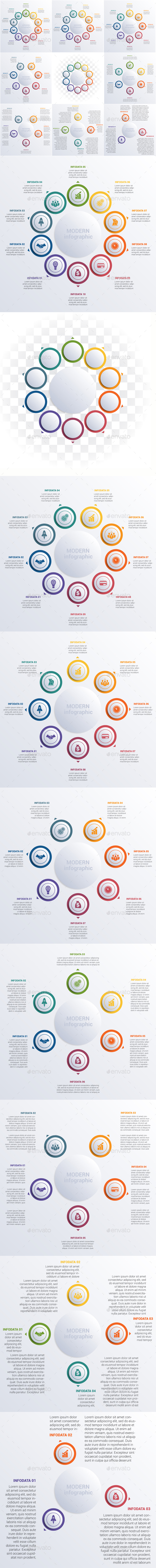 Modern Infographic diagram business steps for 3,4,5,6,7,8,9,10 options. - Infographics