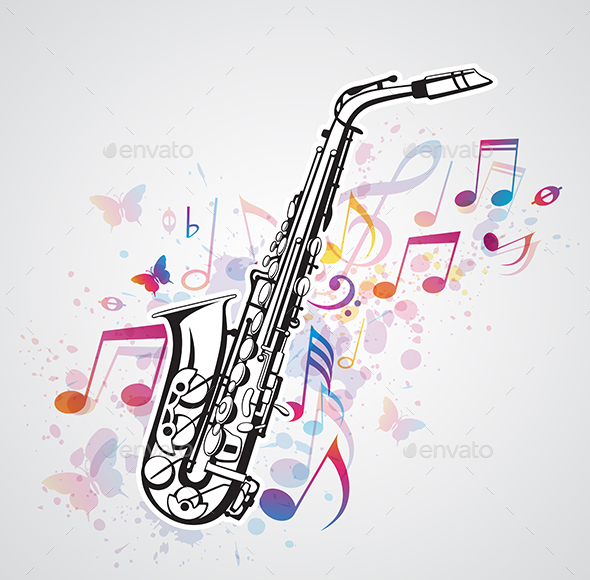 Music Notes and Saxophone - Miscellaneous Vectors