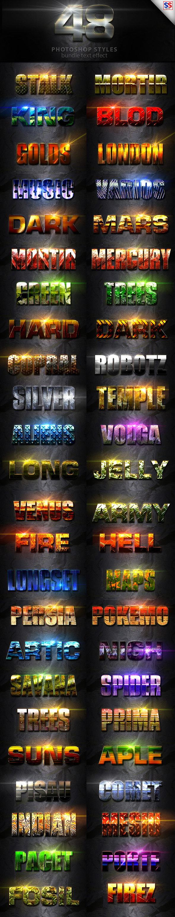 48 Text Effect Bundle Vol 2 - Text Effects Styles