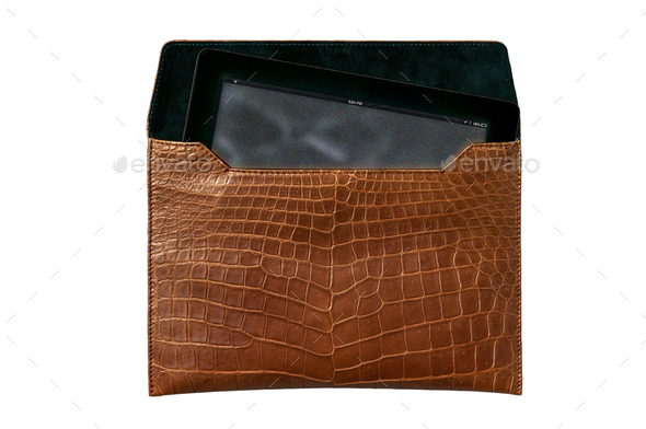 Alligator Skin Pad Bag in brown color