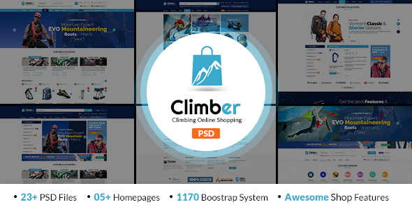 Climber - Travel Accessories PSD Template