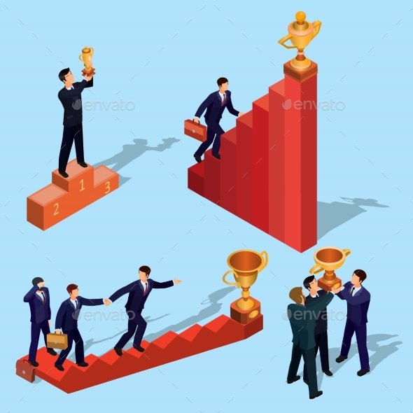 Vector Illustration of 3D Flat Isometric People - Concepts Business
