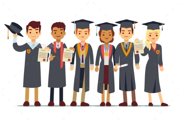 Graduation Concept with Students - People Characters