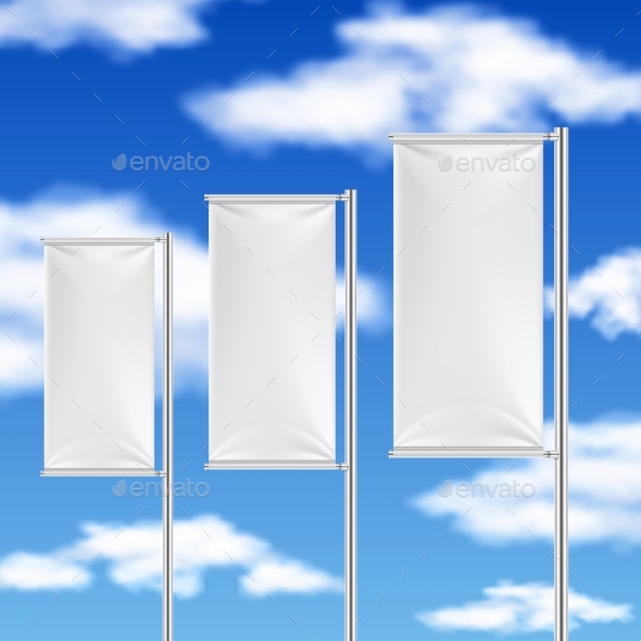White Flags and Blue Sky Beach Event Advertising - Man-made Objects Objects