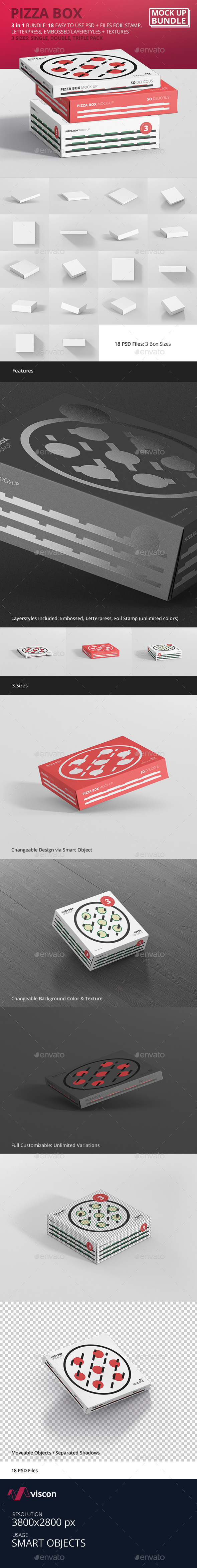 Pizza Box Mockup Bundle - Food and Drink Packaging
