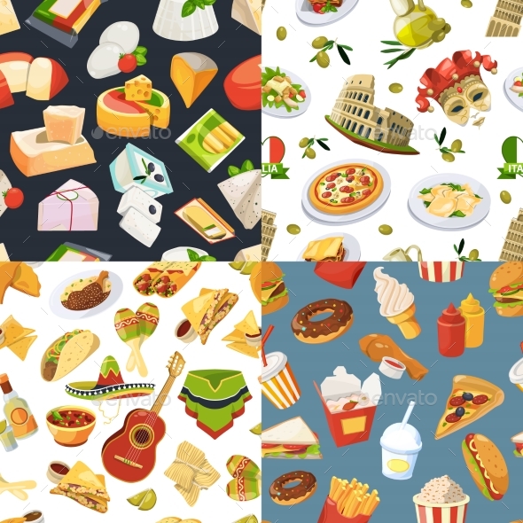 Big Seamless Pattern Set with Different Worldwide - Backgrounds Decorative
