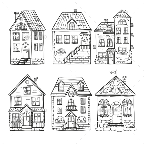Little Houses and Different Roofs. - Buildings Objects