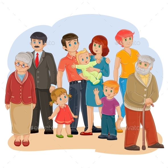 Vector Happy Family - Grandfather - People Characters