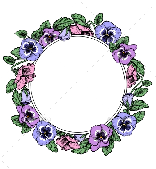 Frame of Vintage Botanical Flowers - Backgrounds Decorative