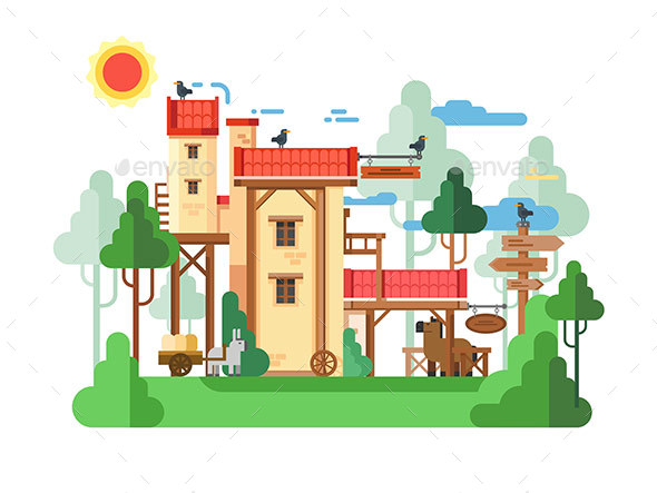 Farmland Real Estate Design Flat - Buildings Objects