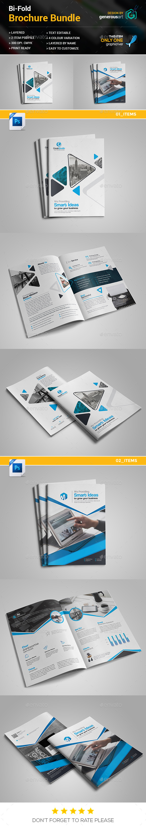 Business Bi-Fold Brochure Bundle 2 in 1 - Brochures Print Templates