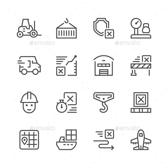 Set Line Icons of Logistics - Man-made objects Objects