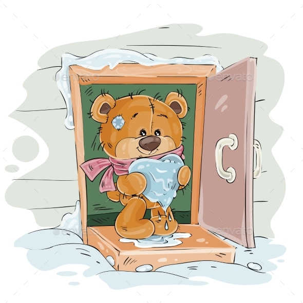 Brown Teddy Bear Standing on the Porch - Animals Characters