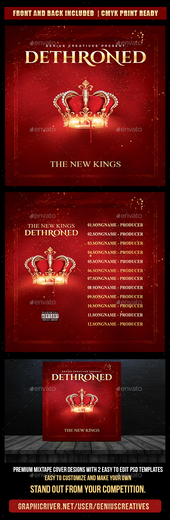 Dethroned Mixtape Cover Template - CD & DVD Artwork Print Templates