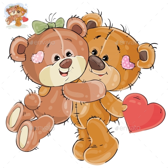 Loving Brown Teddy Bear Hides Valentine Heart - Animals Characters