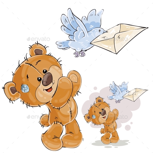 Brown Teddy Bear Sends a Letter - Animals Characters