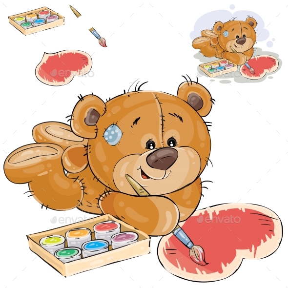 Brown Teddy Bear Paints - Animals Characters