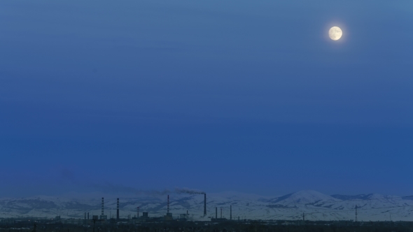 Super Moon Over the Industrial Zone.